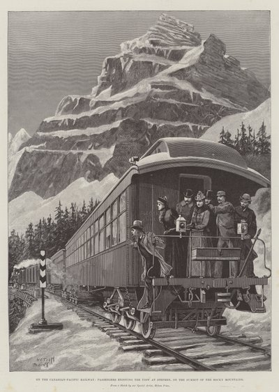 Sur le chemin de fer canadien-pacifique, les passagers profitent de la vue à Stephen, au sommet des montagnes Rocheuses - Melton Prior